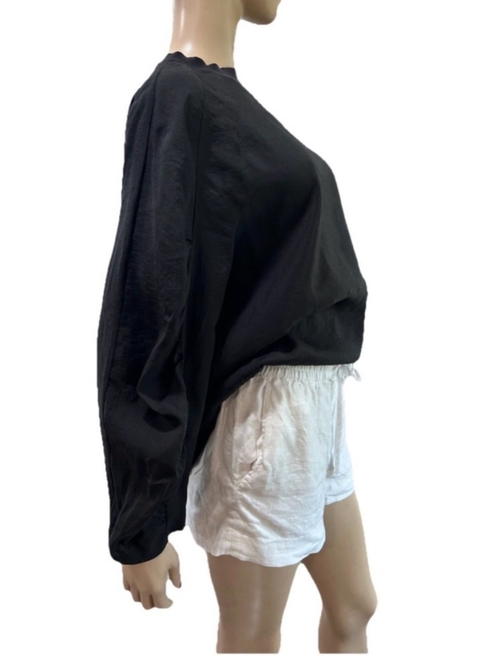 COS Black Crewneck Sweatshirt with Voluminous Raglan Sleeves - Picture 6 of 16